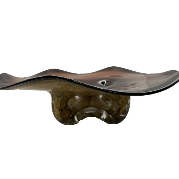 Rare Murano Styled Art Glass Large Crackle Base Plater/Dish - Picture 3 of 9